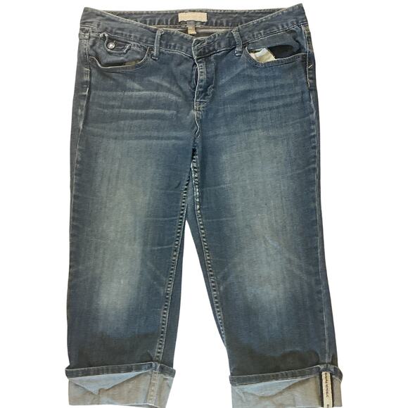 Banana Republic Stretch Denim Capri Jeans Cuffed Blue Size 14/33 - Picture 1 of 7